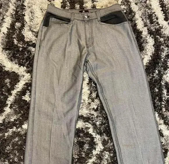 Vintage Red Ape Y2K Baggy Grey Denim Embroidered Jeans Size 36 - Picture 2 of 4